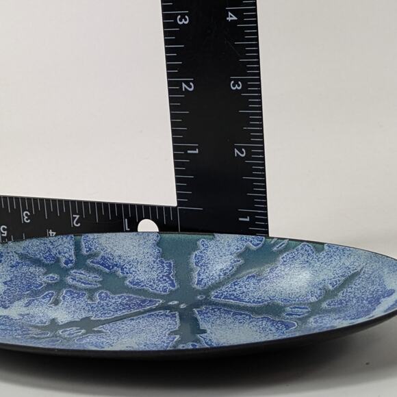 Mackintosh Enamels Snowflake Dish Blue Winter Trinket Tray Signed Oval Decor - Picture 11 of 11